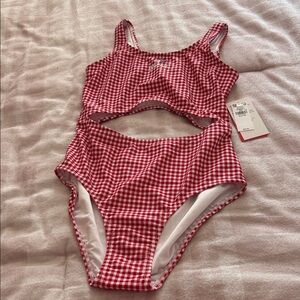 Old Navy Red Gingham Minnie Mouse Kids Swim One Piece